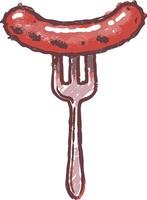 Grilled Sausage on Fork Illustration for BBQ and Culinary Art vector
