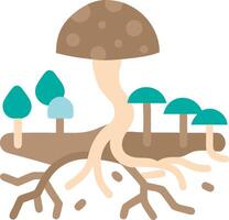 Fantasy Mushroom Forest with Roots and Tree Stump Illustration vector