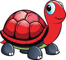 Cute Red Cartoon Turtle Illustration for Kids and Educational Materials vector