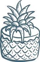 Blue Illustration of a Pineapple with Geometric Patterns for Design Projects vector