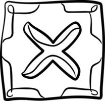 Bold Hand-Drawn X Symbol in Square Frame for Graphic Design Projects vector