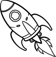 Black and White Rocketship Cartoon Style for Space and Innovation Themes vector