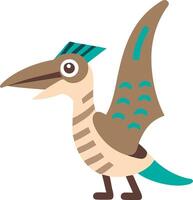 Cute Pterodactyl Illustration Cartoon Dinosaur with Abstract Design Elements vector