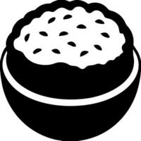 Black and White Rice Bowl Illustration for Food Design and Culinary Projects vector