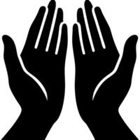 Black Silhouette Open Hands Symbolizing Giving and Receiving Concept vector