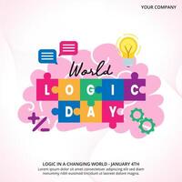 World Logic Day with a puzzle text vector