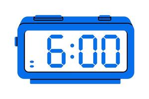 Hand drawn cute cartoon illustration of alarm clock. Flat time countdown electronic device in colored doodle style. Education or study sticker, icon. Time management. Deadline timer. Isolated. vector