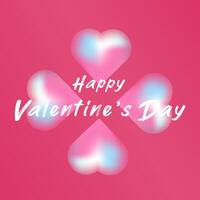 Soft glowing heart is the central focus, with pastel gradients of pink, blue, and white. with text Happy Valentine Day. A solid pink backdrop complements the heart-soft gradient colors vector
