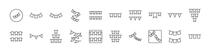 Garlands Related Line Icons for Web Sites, Books, Cards, Apps. Editable Stroke. Suitable for Web Sites, Books, Cards, Apps vector