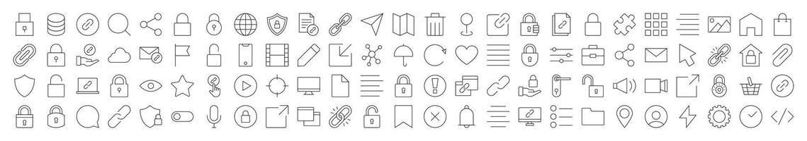 Interface Thin Line Icon Set. Editable Stroke. Suitable for Banners, Cards, Social Networks, Apps vector
