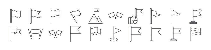 Collection of Line Icons of Flag Drawn with Thin Line for apps, web sites, banners, infographics and other types of design vector