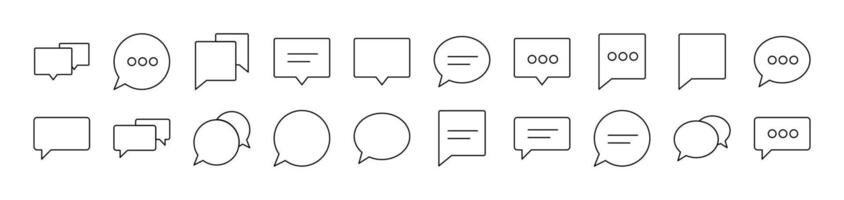 Speech Bubble as Communication and Dialogue Outline Icon Collection. Editable Stroke. Perfect for Infographics, Articles, Books, Flyers, Banners vector