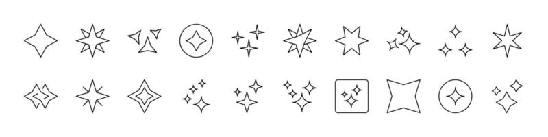 Sparkles and Stars Related Icon Set. Editable Stroke. Suitable for Web Sites, Books, Cards, Apps vector