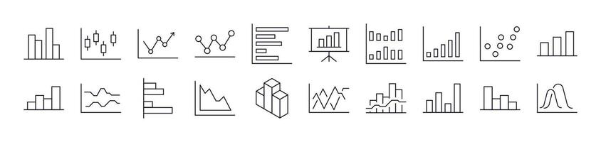 Progress Bar, Growth, Diagram Outline Icon Collection. Editable Stroke. Perfect for Infographics, Articles, Books, Flyers, Banners vector