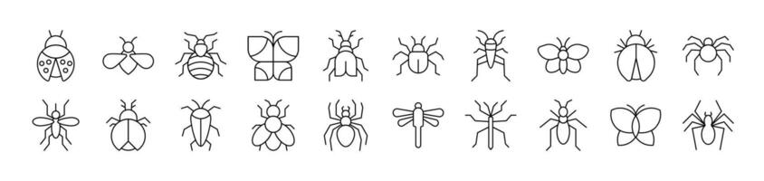 Insect Outline Icon Collection. Editable Stroke. Perfect for Infographics, Articles, Books, Flyers, Banners vector