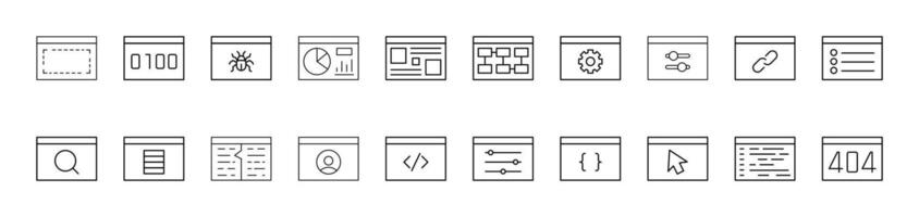 Brackets, Arrows, Gear etc Outline Icon Collection. Editable Stroke. Perfect for Infographics, Articles, Books, Flyers, Banners vector