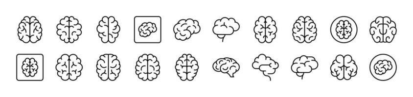 Brain Collection of Thin Icons. Editable Stroke. Suitable for Web Sites, Books, Cards, Apps vector