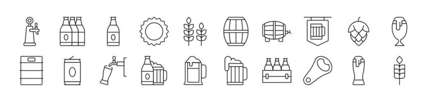 Beer Outline Image Collection. Editable Stroke. Perfect for Infographics, Articles, Books, Flyers, Banners vector
