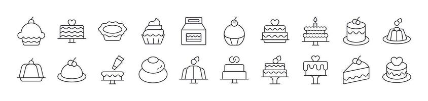 Cakes and Pastries Related Line Icon Collection. Editable Stroke. Perfect for Infographics, Articles, Books, Flyers, Banners vector