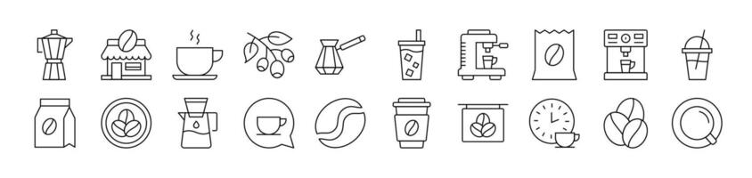 Coffee, Cup and Grains Line Icon Collection. Editable Stroke. Perfect for Infographics, Articles, Books, Flyers, Banners vector