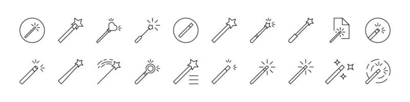 Magic Wand Related Icon Set. Editable Stroke. Suitable for Web Sites, Books, Cards, Apps vector