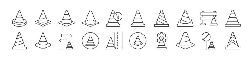 Traffic Cone Line Icon Collection. Editable Stroke. Perfect for Infographics, Articles, Books, Flyers, Banners vector