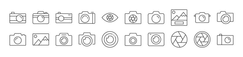 Photo Camera and Image Outline Icon Collection. Editable Stroke. Perfect for Infographics, Articles, Books, Flyers, Banners vector