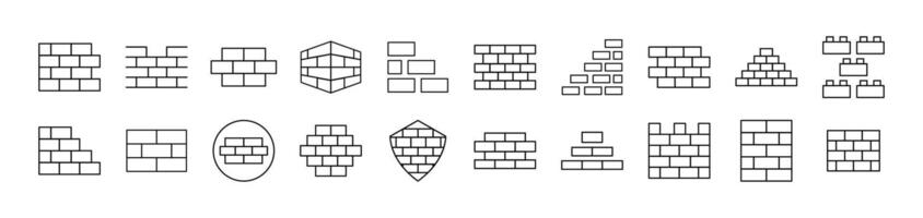 Brick Wall Related Image Collection. Editable Stroke. Perfect for Infographics, Articles, Books, Flyers, Banners vector