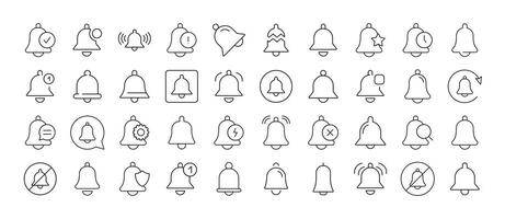 Bell with Items Related Icon Set. Editable Stroke. Suitable for Web Sites, Books, Cards, Apps vector