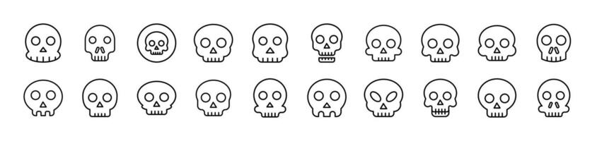 Skull Bundle of Thin Icons. Editable Stroke. Suitable for Web Sites, Books, Cards, Apps vector
