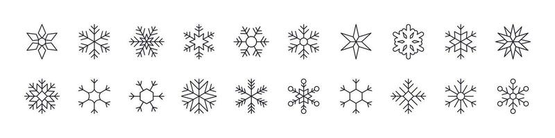 Snowflakes Outline Web Line Icons Collection. Editable Stroke. Minimalistic Linear Pictogram for Design of Cards, Apps, Banners, Posts vector