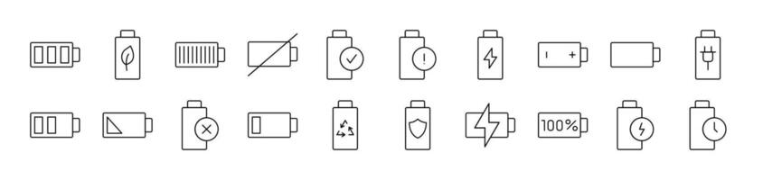 Batteries Related Image Collection. Editable Stroke. Perfect for Infographics, Articles, Books, Flyers, Banners vector