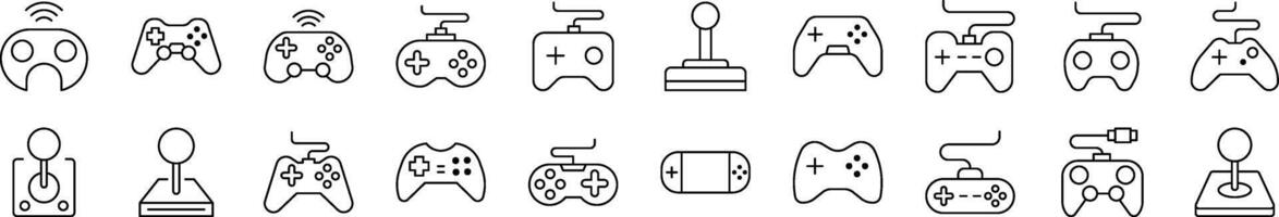 Collection of Line Icons of Joystick. Editable Stroke. Minimalistic Linear Pictogram for Design of Cards, Apps, Banners, Posts vector
