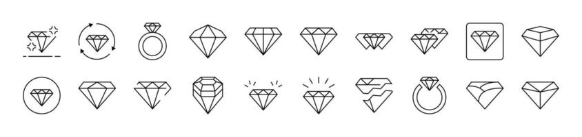 Diamond Outline Icon Collection. Editable Stroke. Perfect for Infographics, Articles, Books, Flyers, Banners vector