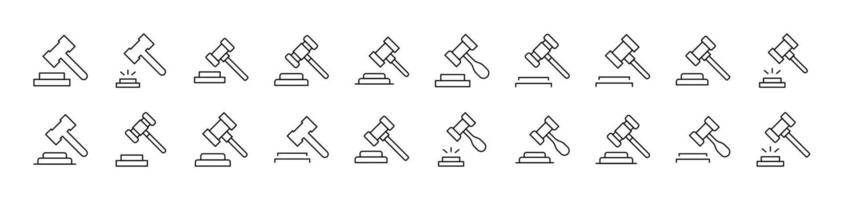 Judicial Gavel Related Image Collection. Editable Stroke. Perfect for Infographics, Articles, Books, Flyers, Banners vector