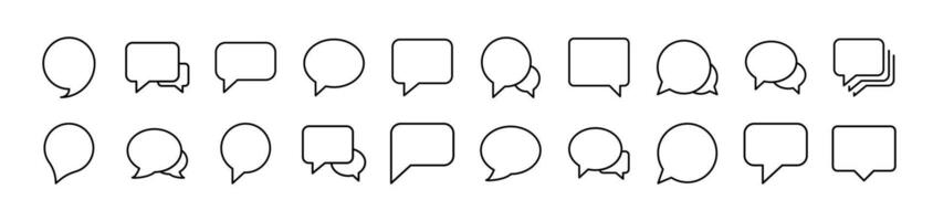 Speech Bubble Outline Web Line Icons Collection. Editable Stroke. Minimalistic Linear Pictogram for Design of Cards, Apps, Banners, Posts vector