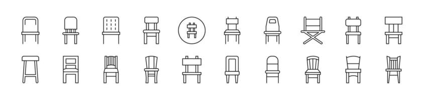 Chair for Rooms Collection of Thin Icons. Editable Stroke. Suitable for Web Sites, Books, Cards, Apps vector