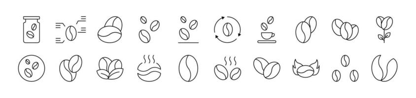 Coffee Grain Line Icon Collection. Editable Stroke. Minimalistic Linear Pictogram for Design of Cards, Apps, Banners, Posts vector
