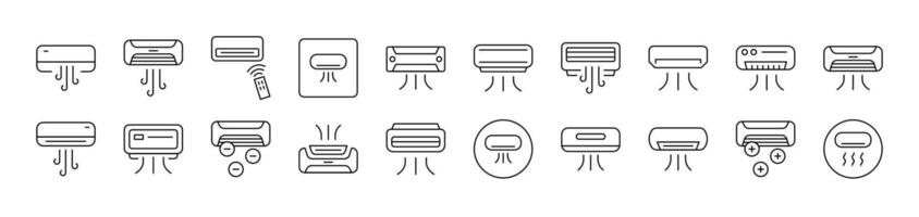 Air Conditioning Related Icon Set. Editable Stroke. Suitable for Web Sites, Books, Cards, Apps vector