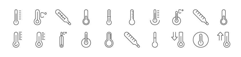 Thermometer Simple Isolated Line Icons Collection. Editable Stroke. Suitable for Web Sites, Books, Cards, Apps vector