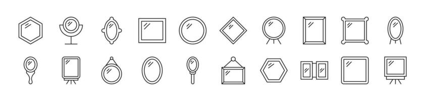 Mirror Thin Icons Collection. Editable Stroke. Suitable for Web Sites, Books, Cards, Apps vector