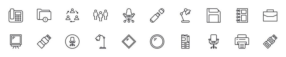 Office outline icons bundle. Editable stroke. Simple linear illustration for web sites, newspapers, articles book vector
