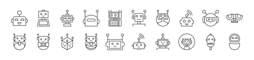 Robot Line Icon Bundle. Editable Stroke. Minimalistic Linear Pictogram for Design of Cards, Apps, Banners, Posts vector