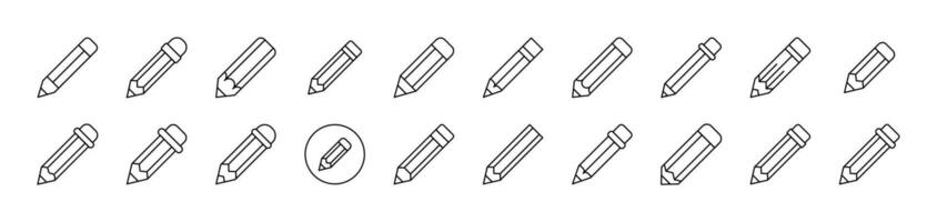 Pen and Pencils Set of Thin Icons. Editable Stroke. Suitable for Web Sites, Books, Cards, Apps vector