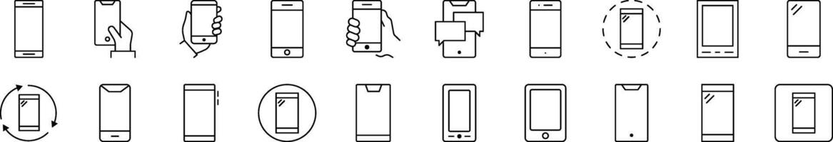 Pack of Line Icons of Smartphone. Editable Stroke. Minimalistic Linear Pictogram for Design of Cards, Apps, Banners, Posts vector