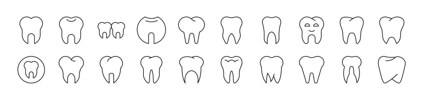 Teeth and Stomatology Icon Set for UI, Placards, Books, Apps. Editable Stroke. Suitable for Web Sites, Books, Cards, Apps vector
