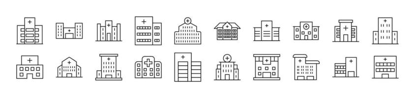 Hospital Related Icon Set. Editable Stroke. Suitable for Web Sites, Books, Cards, Apps vector