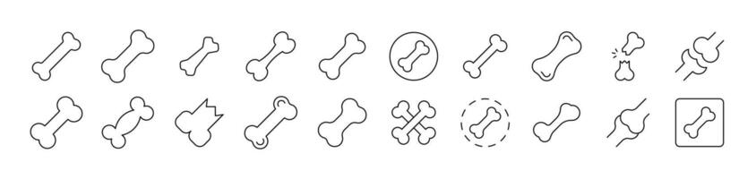Bones Related Icon Set. Editable Stroke. Suitable for Web Sites, Books, Cards, Apps vector