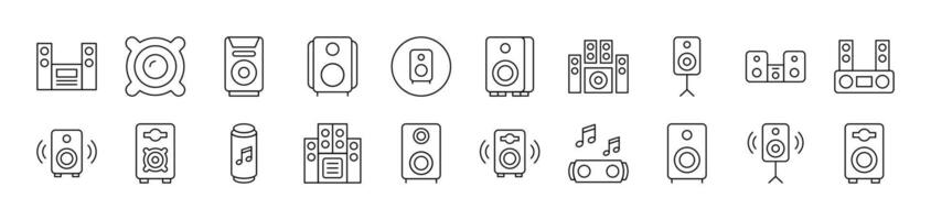 Music Center Line Icon Pack. Editable Stroke. Minimalistic Linear Pictogram for Design of Cards, Apps, Banners, Posts vector