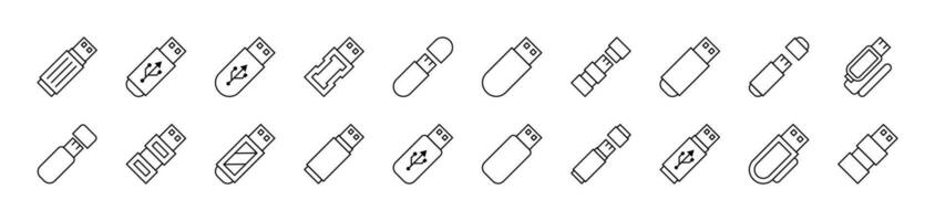 Flash Card or Memory Card Thin Icons Collection. Editable Stroke. Suitable for Web Sites, Books, Cards, Apps vector